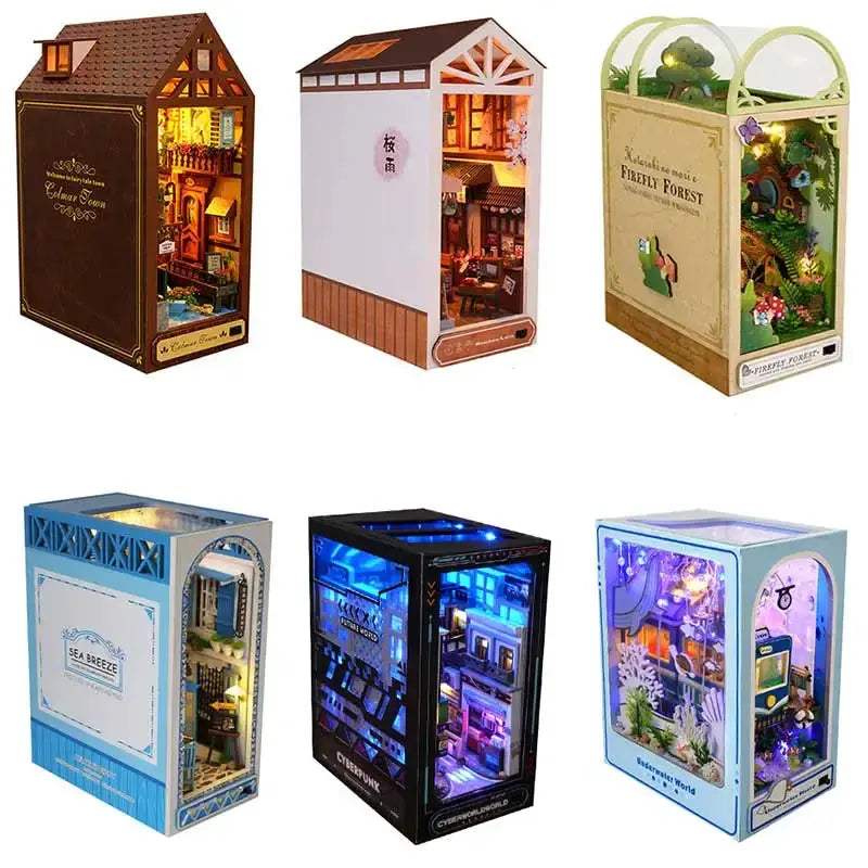 Wooden Book Nook DIY Miniatures Shelf Insert Dollhouses - ToylandEU