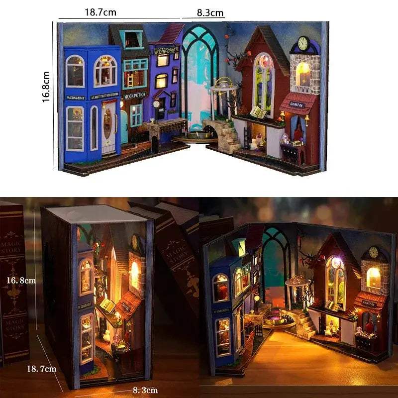 Wooden Book Nook DIY Miniatures Shelf Insert Dollhouses - ToylandEU