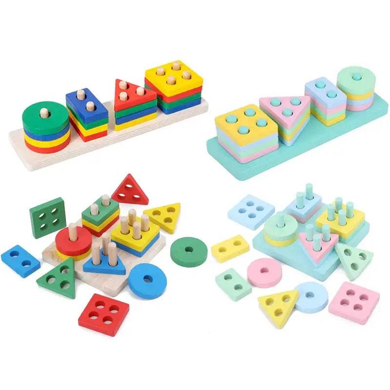 Wooden Building Blocks For Kids Montessori Cognitive Toy - ToylandEU