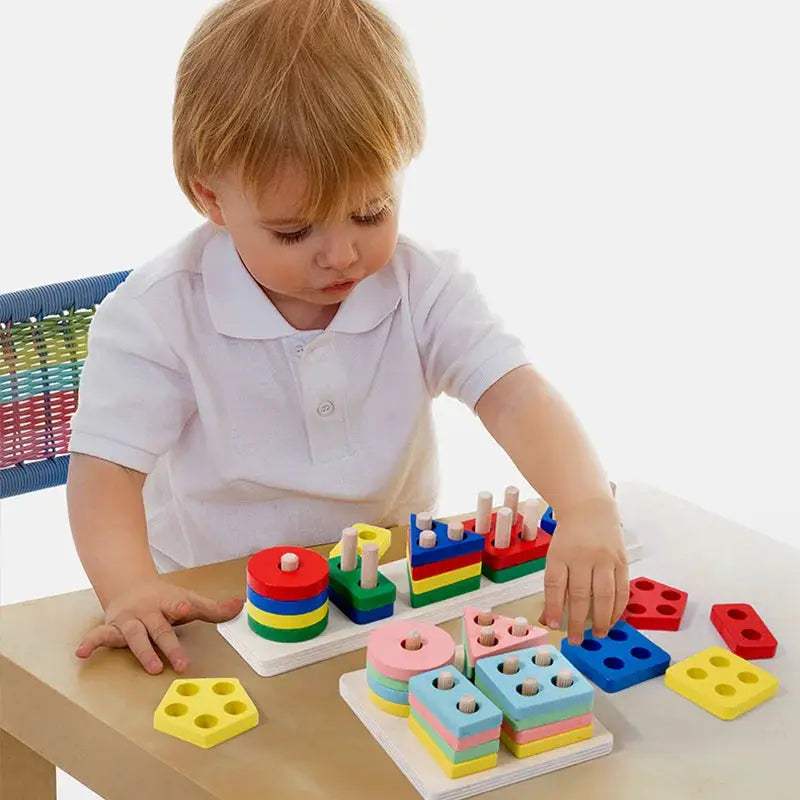 Wooden Building Blocks For Kids Montessori Cognitive Toy - ToylandEU