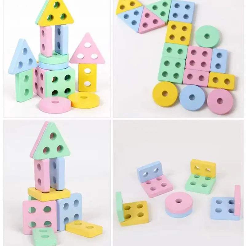 Wooden Building Blocks For Kids Montessori Cognitive Toy - ToylandEU