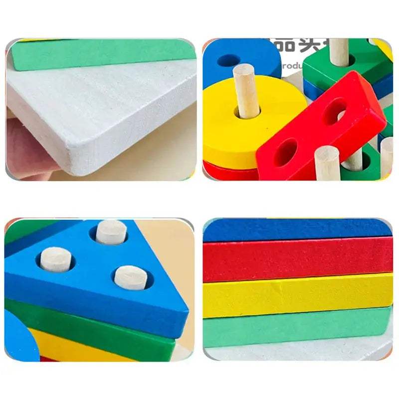 Wooden Building Blocks For Kids Montessori Cognitive Toy - ToylandEU