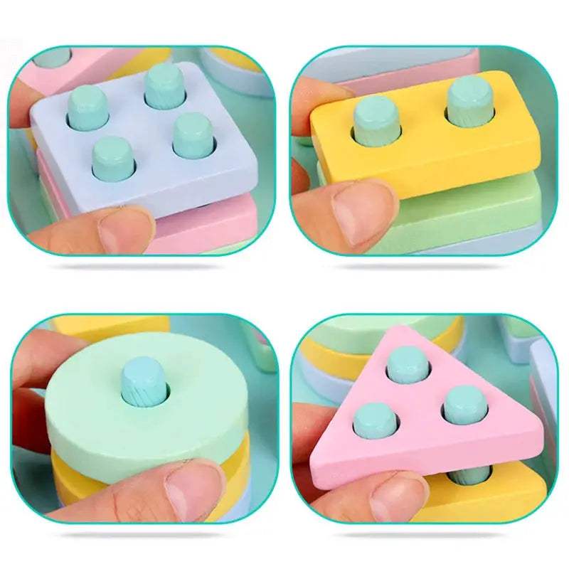 Wooden Building Blocks For Kids Montessori Cognitive Toy - ToylandEU