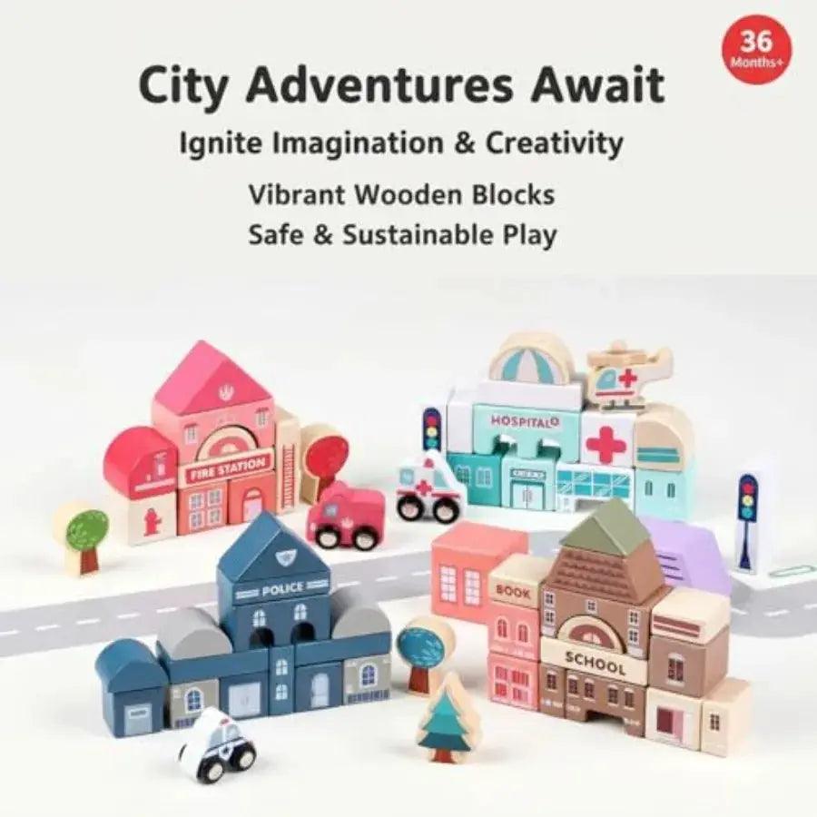  Wooden Building Blocks Set 115 Pieces Educational -  ToylandEU™