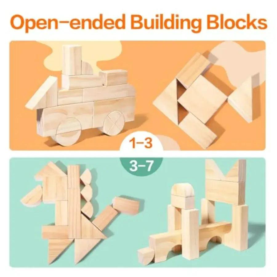  Wooden Building Blocks Storage Tray Stacking Balance -  ToylandEU™