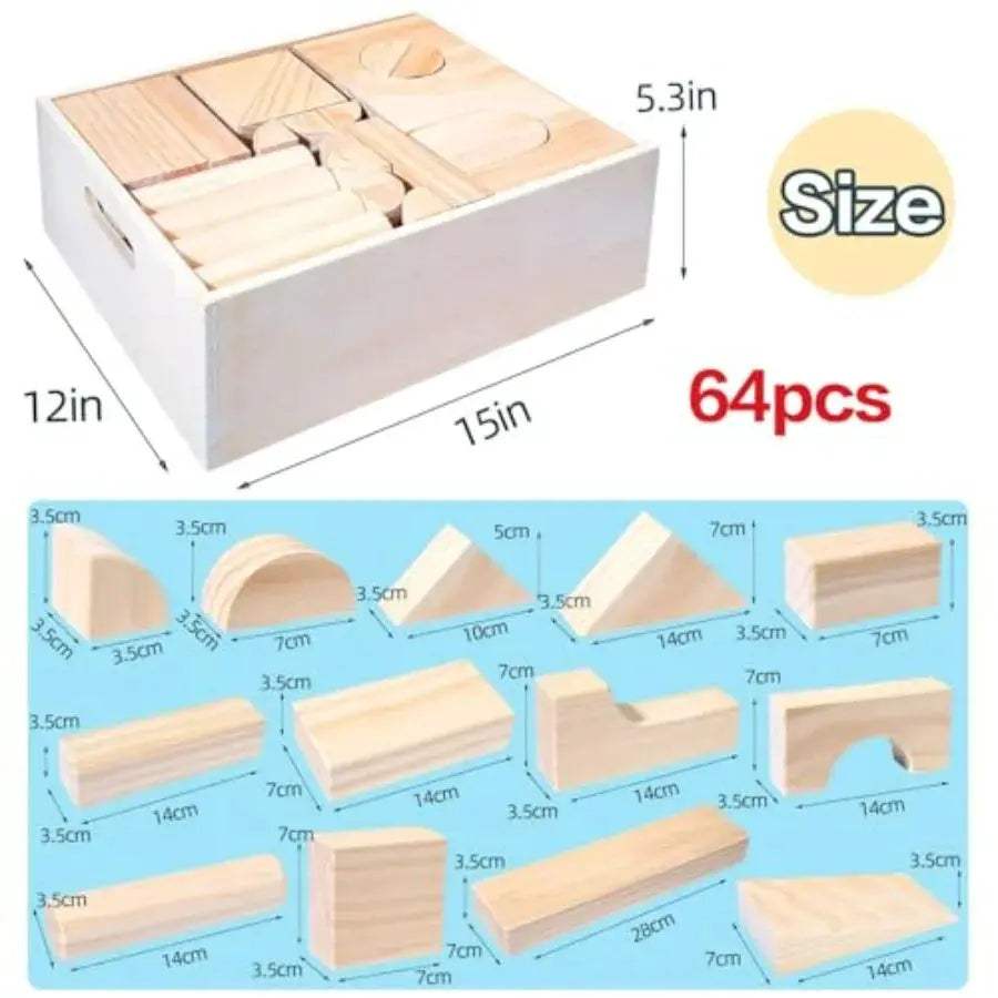  Wooden Building Blocks Storage Tray Stacking Balance -  ToylandEU™