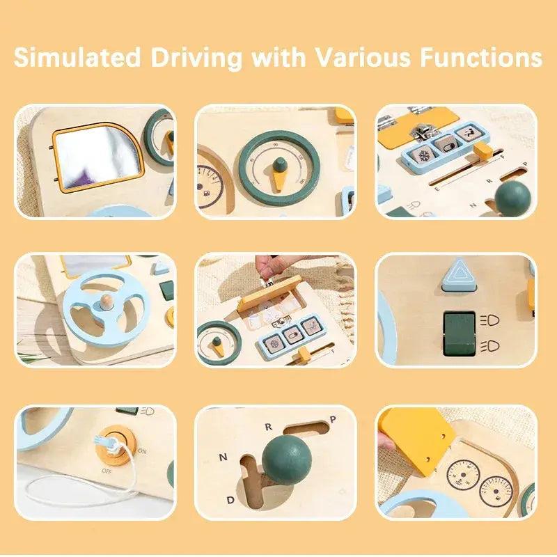  Wooden Car Busy Board Montessori Toy Steering Wheel -  ToylandEU™