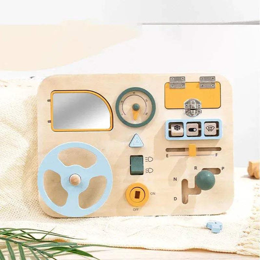 Wooden Car Busy Board Montessori Toy Steering Wheel -  ToylandEU™
