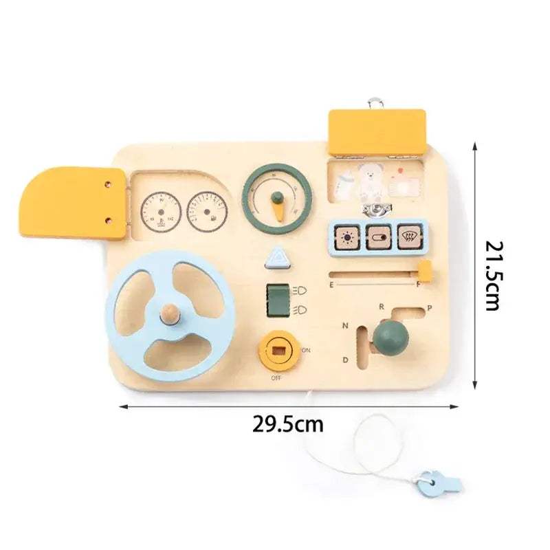 Wooden Car Busy Board Montessori Toy With Steering Wheel - ToylandEU