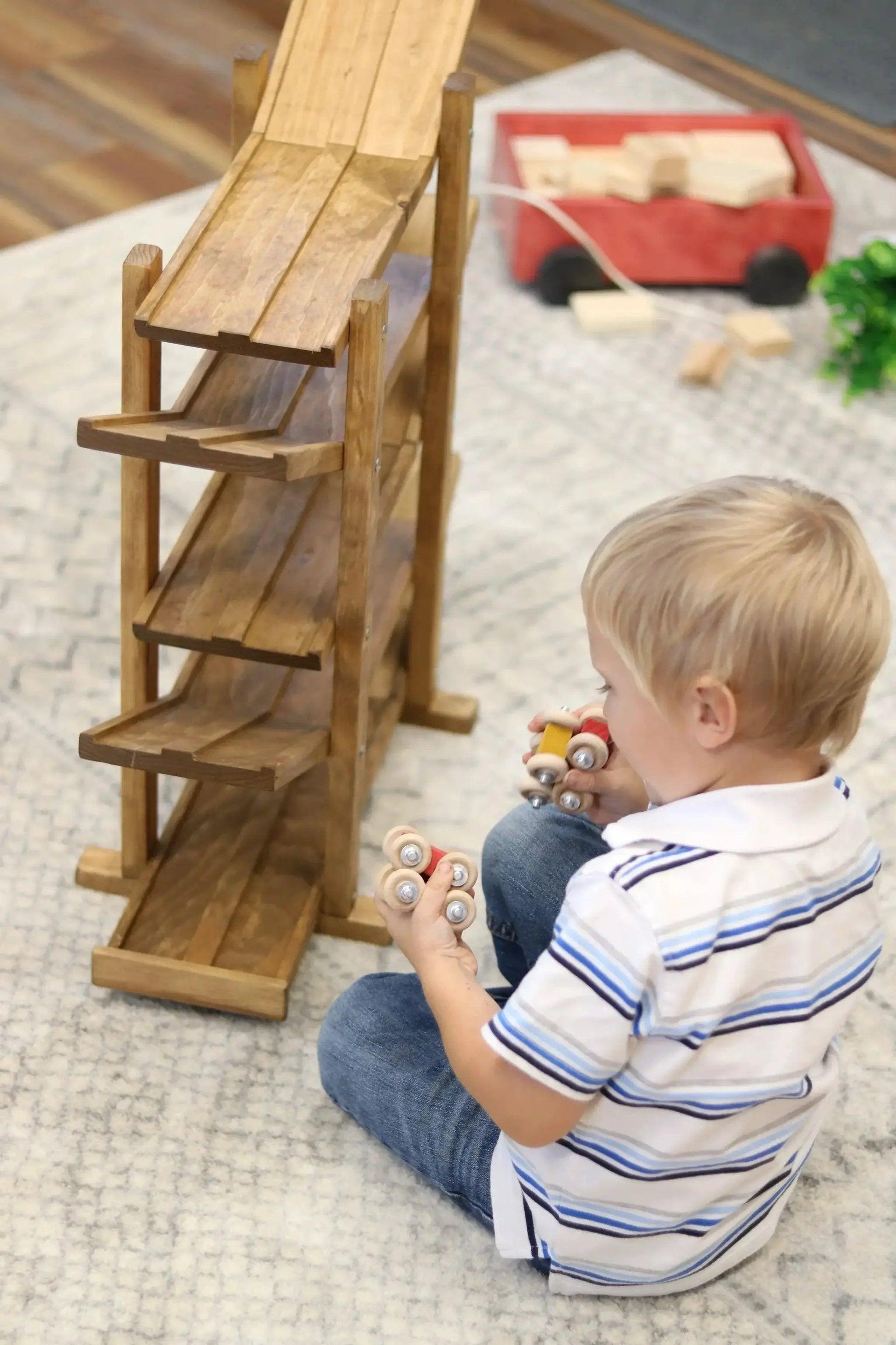  Wooden Car Racetrack Amish Made Double Track Toy -  ToylandEU™
