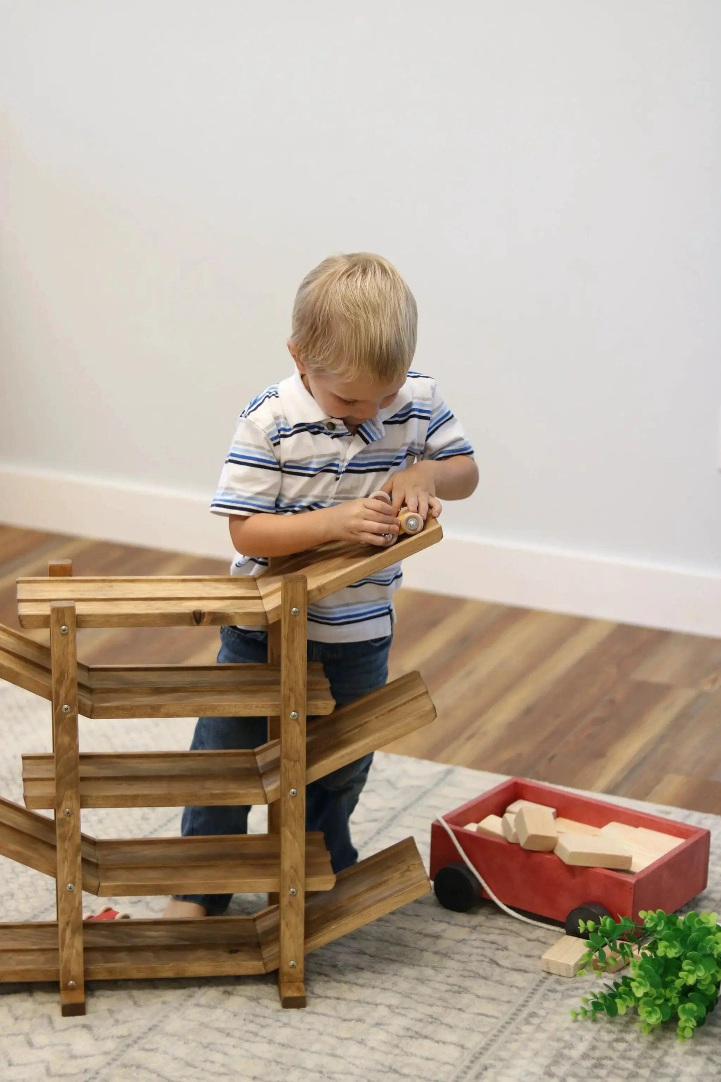  Wooden Car Racetrack Amish Made Double Track Toy -  ToylandEU™