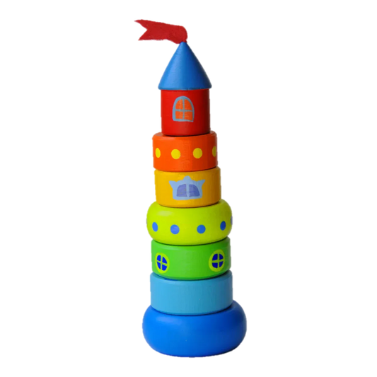 Wooden Castle Ring Stacker Toy For Fine Motor Skills - ToylandEU