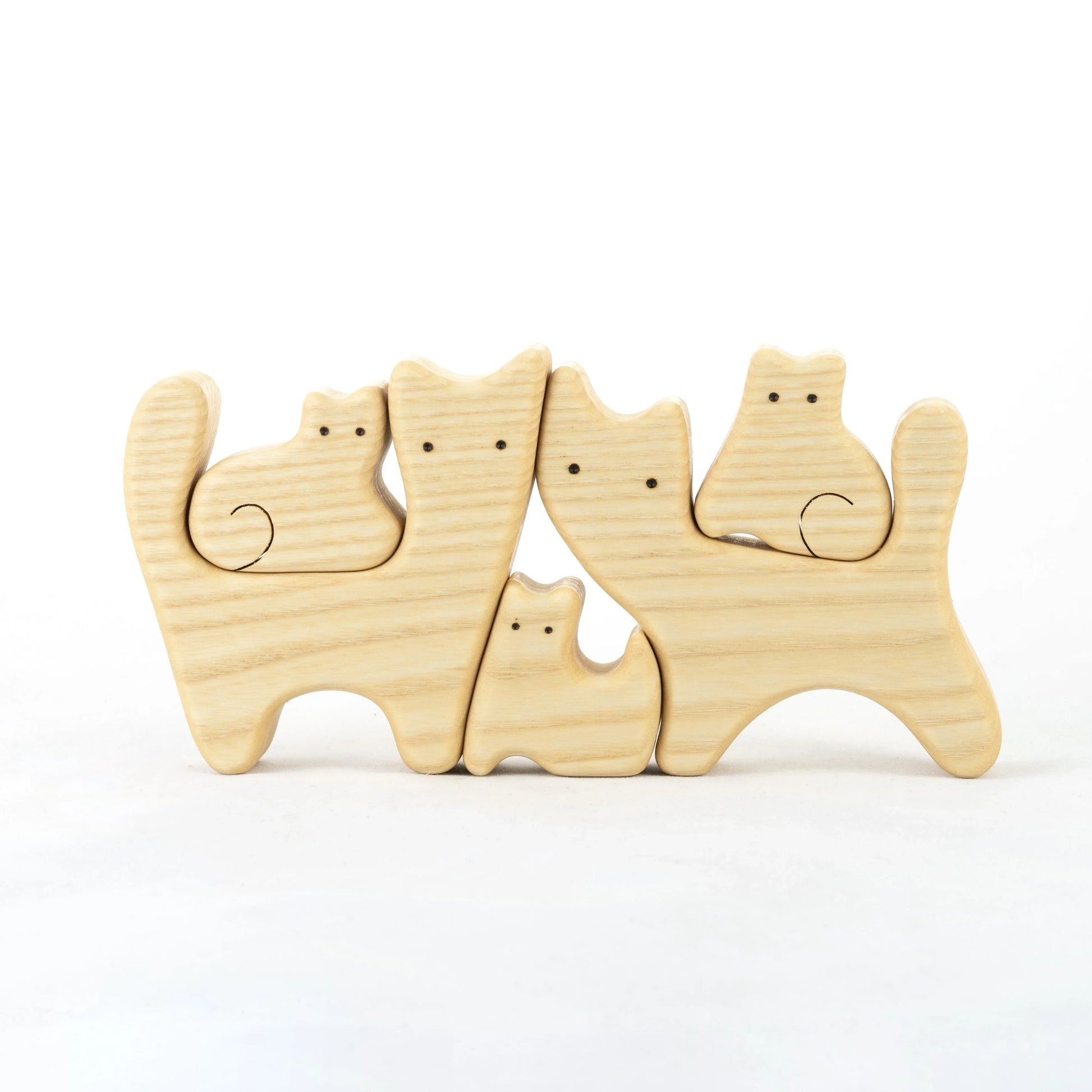 Wooden Cat Family Puzzle Set for Kids Educational Fun - ToylandEU