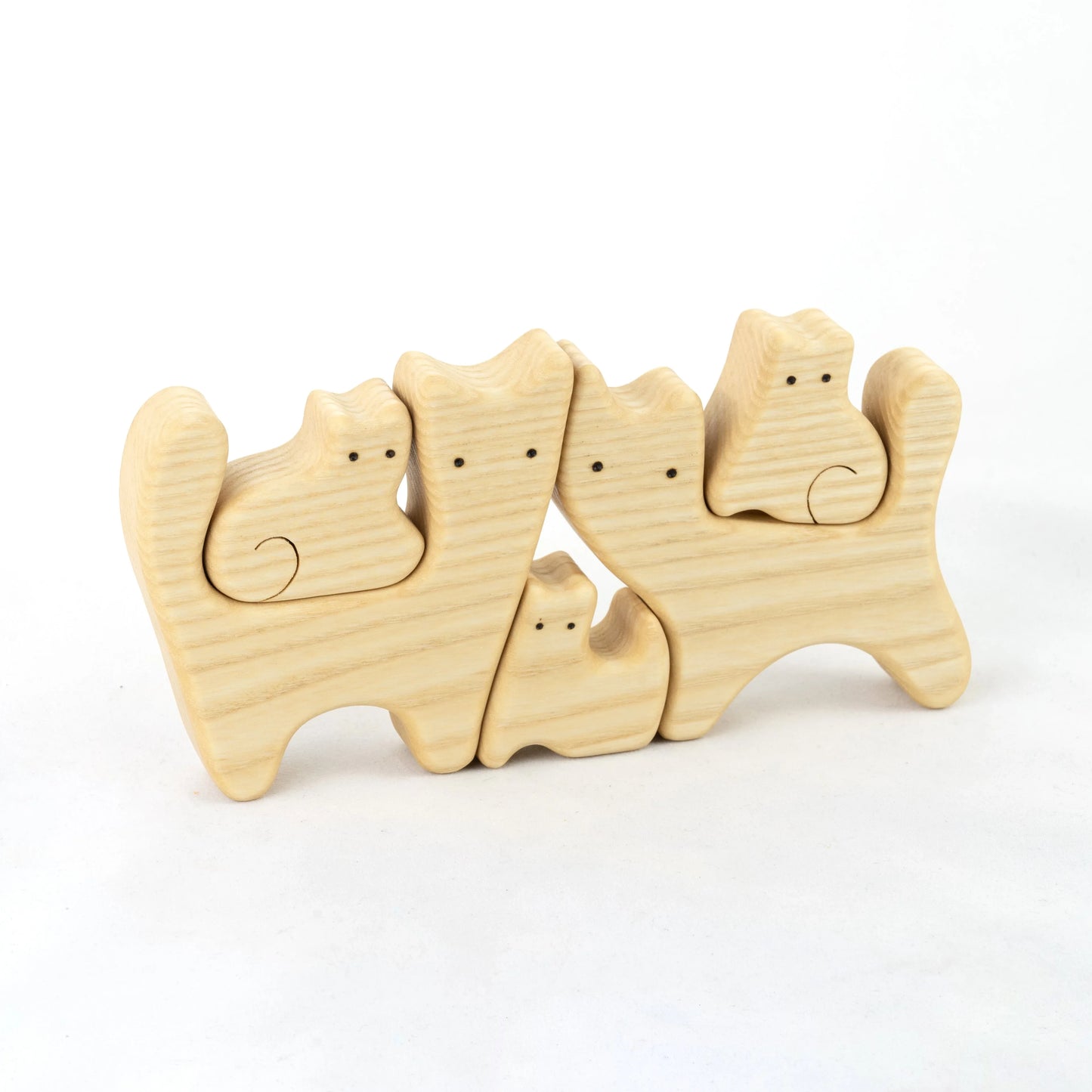 Wooden Cat Family Puzzle Set for Kids Educational Fun - ToylandEU