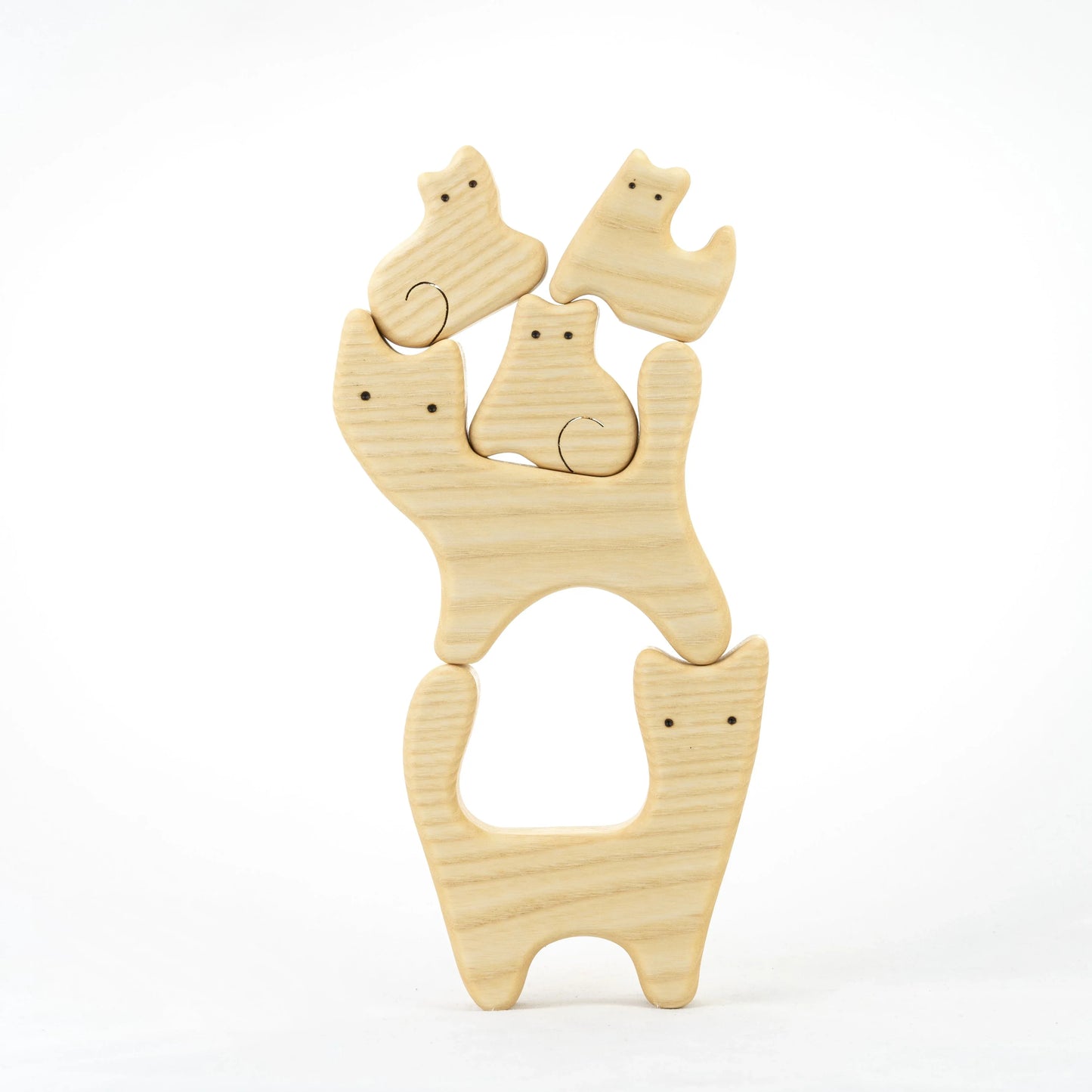 Wooden Cat Family Puzzle Set for Kids Educational Fun - ToylandEU