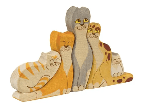  Wooden Cat Figurines Five Piece Educational Puzzle Set -  ToylandEU™