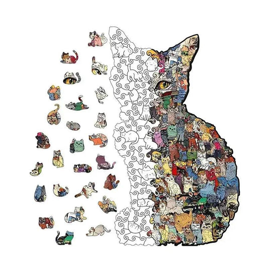  Wooden Cat Shaped Jigsaw Puzzle Money Box Gift Bundle -  ToylandEU™