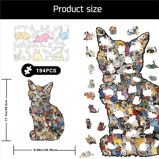 Wooden Cat Shaped Jigsaw Puzzle Money Box Gift Bundle -  ToylandEU™