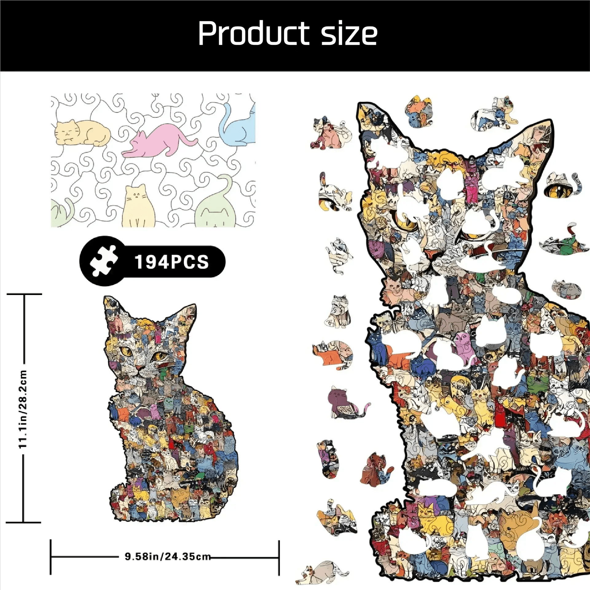 Wooden Cat Shaped Jigsaw Puzzle Money Box Gift Bundle - ToylandEU