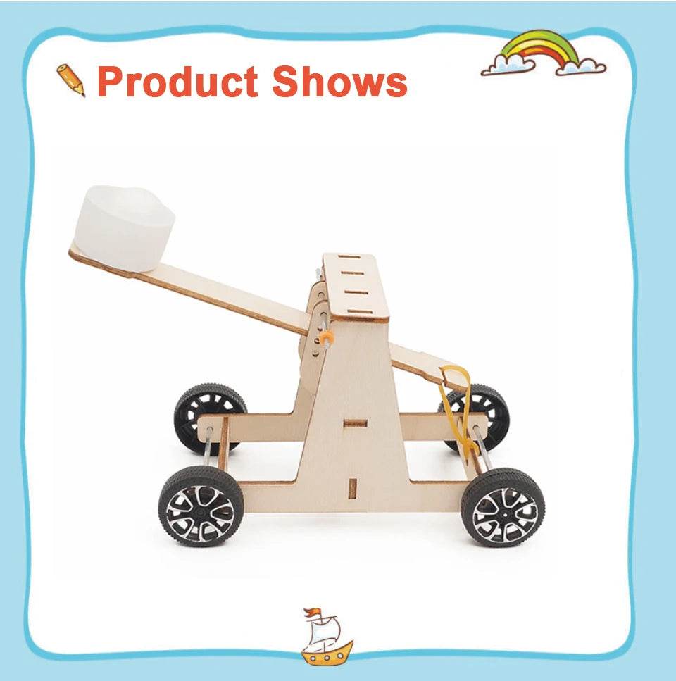 Wooden Catapult Model Kit DIY Trebuchet Educational Science Assembly Building Blocks Toys for Children Physics Experiment Games - ToylandEU