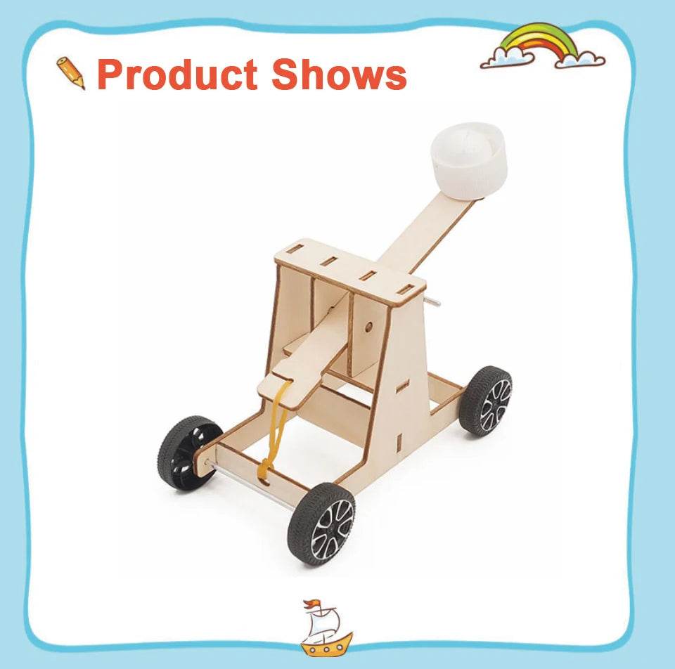 Wooden Catapult Model Kit DIY Trebuchet Educational Science Assembly Building Blocks Toys for Children Physics Experiment Games - ToylandEU