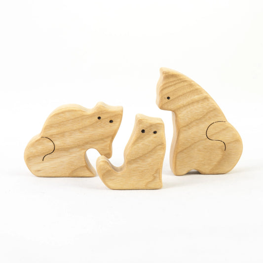 Wooden Cats Puzzle Set Three Piece For Safe Nursery Decor - ToylandEU