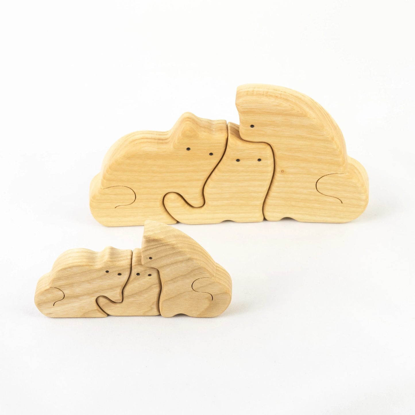 Wooden Cats Puzzle Set Three Piece For Safe Nursery Decor - ToylandEU