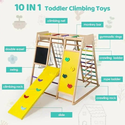  Wooden Climbing Toy 10 In 1 For Toddlers Jungle Gym -  ToylandEU™