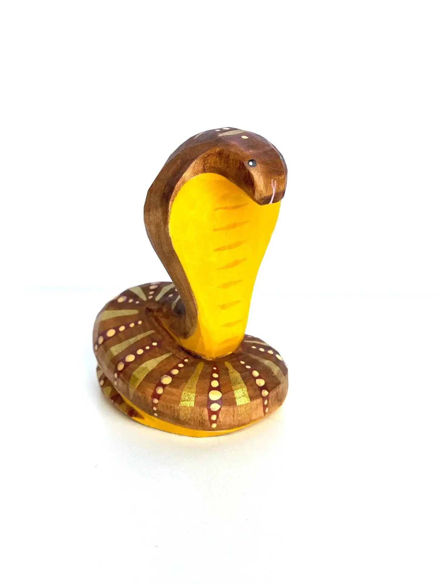 Wooden Cobra Toy Hand Carved And Painted For Imaginative Play - ToylandEU