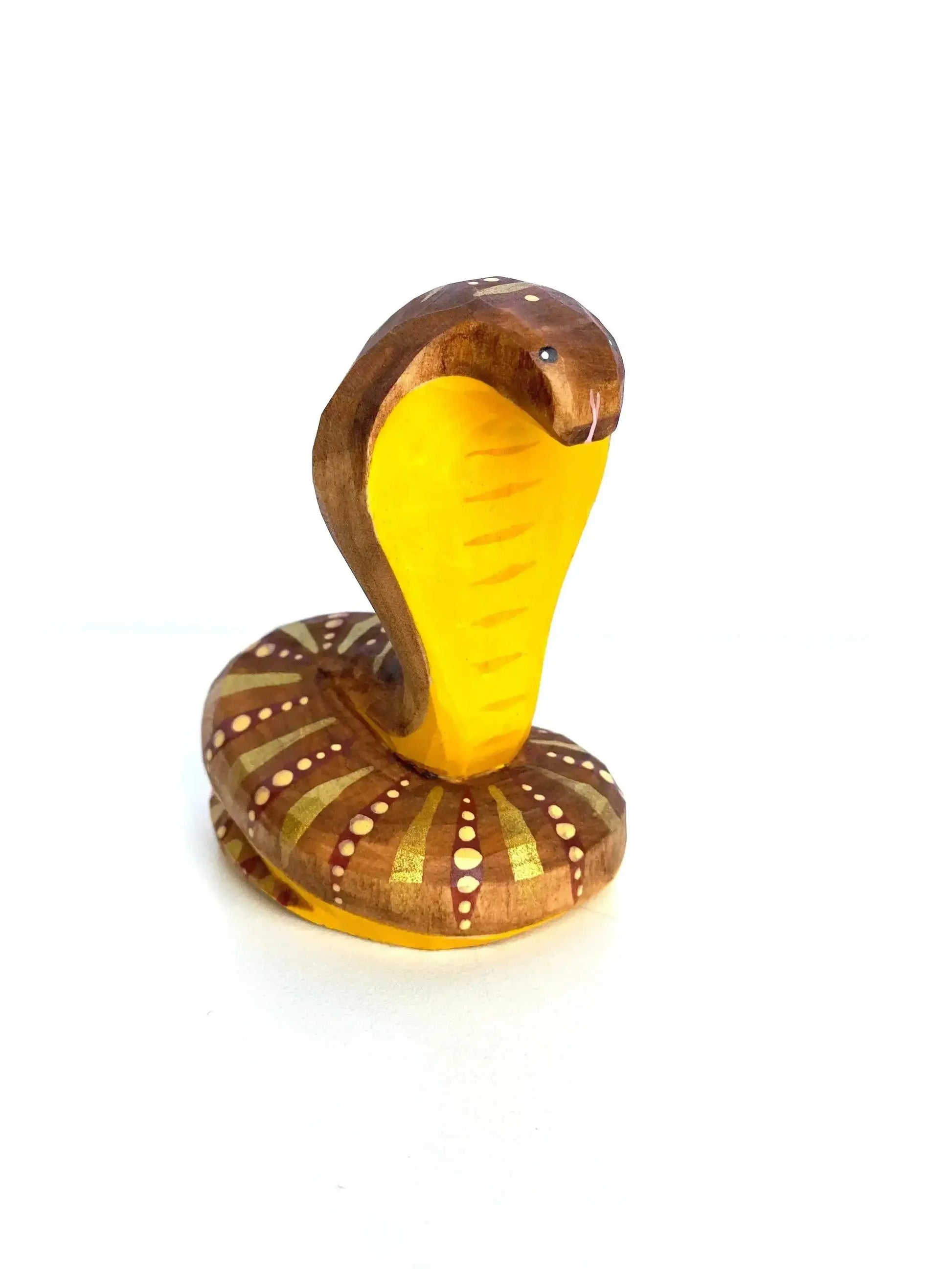 Wooden Cobra Toy Hand Carved And Painted For Imaginative Play - ToylandEU