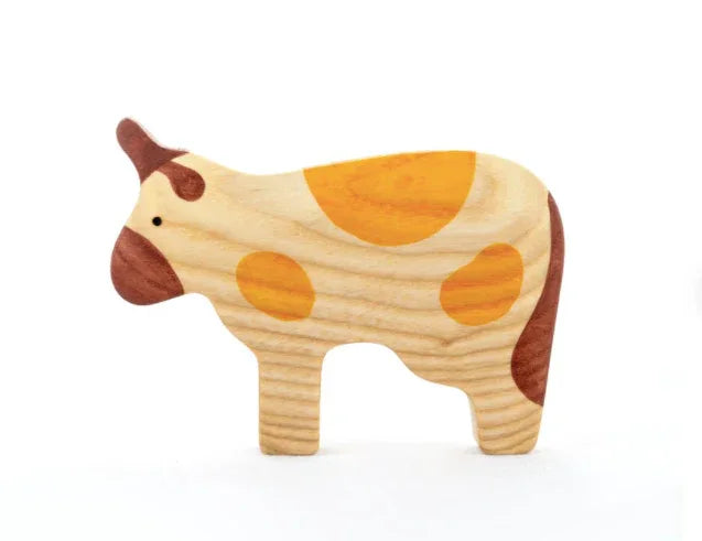 Handmade Wooden Cow Figurine For Imaginative Play Today - ToylandEU