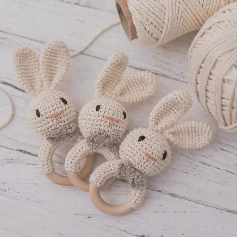  Wooden Crochet Baby Rattle And Teether Toy BPA Free Musical CE Certified For 0 To 36 Months -  ToylandEU™