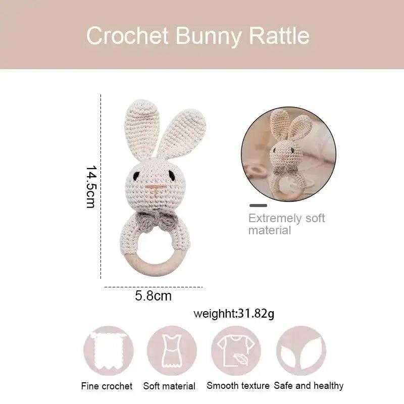  Wooden Crochet Baby Rattle And Teether Toy BPA Free Musical CE Certified For 0 To 36 Months -  ToylandEU™