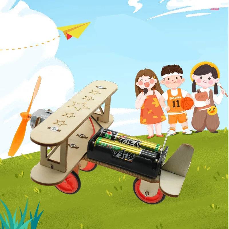 Wooden DIY Airplane Kids Puzzles Helicopter School Projects Experiment Kits Science Toys For Children Education - ToylandEU