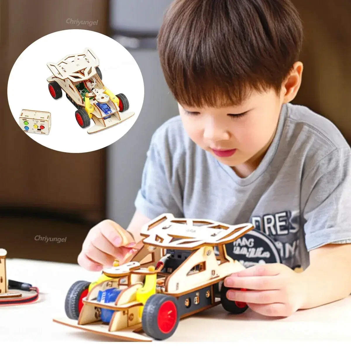 Wooden DIY Remote Control Car STEM Kit for Teens Education - ToylandEU