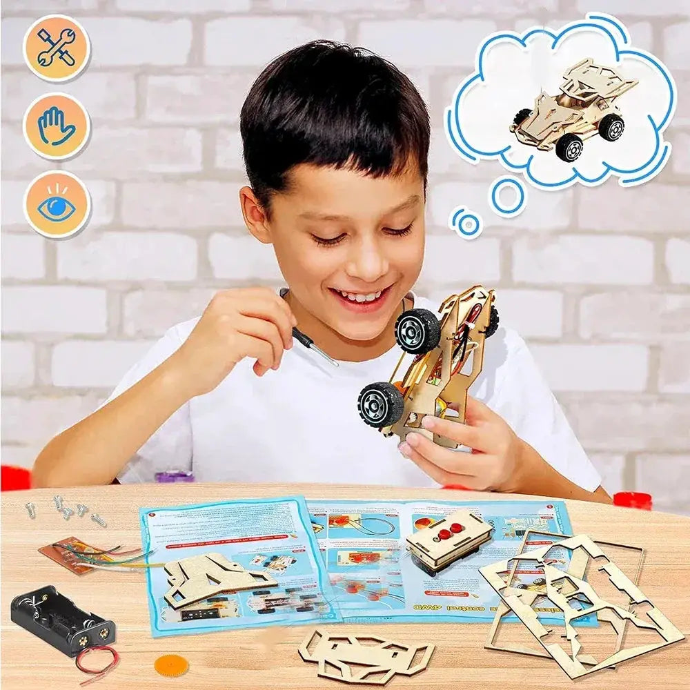 Wooden DIY Remote Control Car STEM Kit for Teens Education - ToylandEU