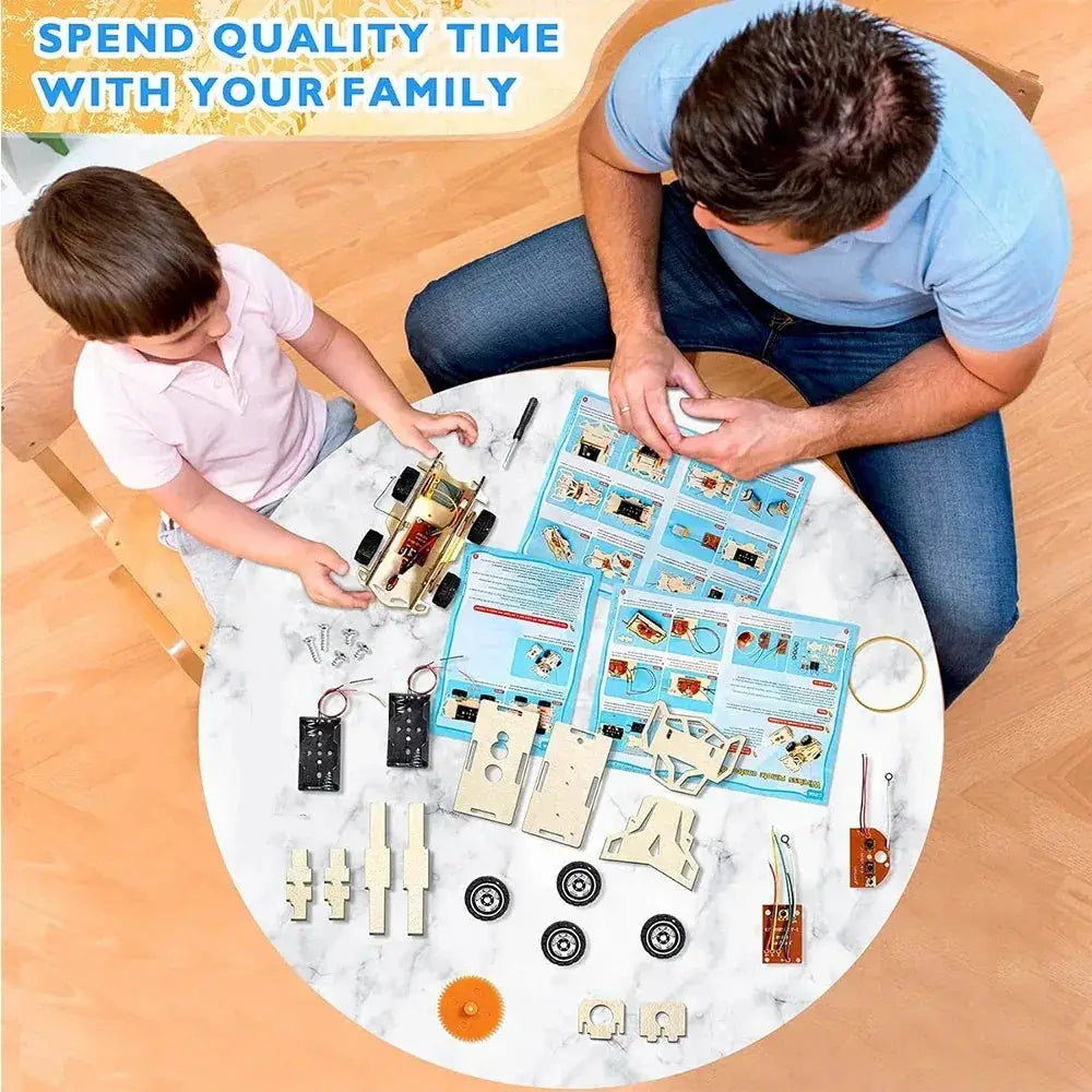 Wooden DIY Remote Control Car STEM Kit for Teens Education - ToylandEU