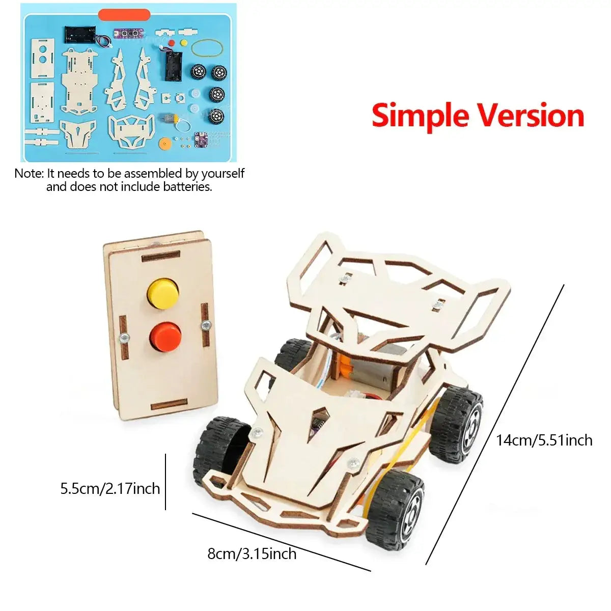Wooden DIY Remote Control Car STEM Kit for Teens Education - ToylandEU