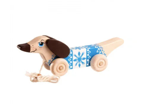 Wooden Dachshund Pull Toy Hand Painted With Moving Ears - ToylandEU