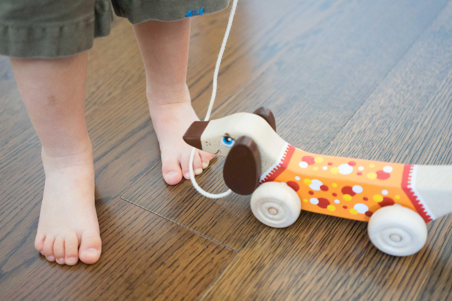 Wooden Dachshund Pull Toy Hand Painted With Moving Ears - ToylandEU