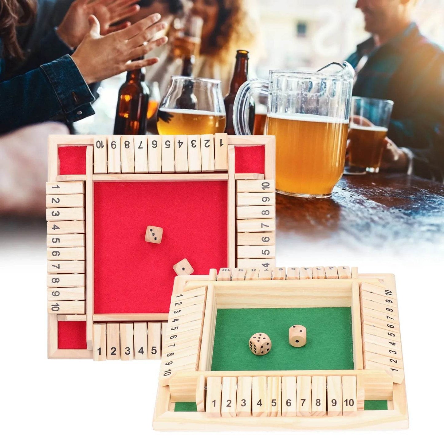 Wooden Dice Game Set for 4 Players - Fun Party Supplies for KTV, Pub, and Bar - ToylandEU