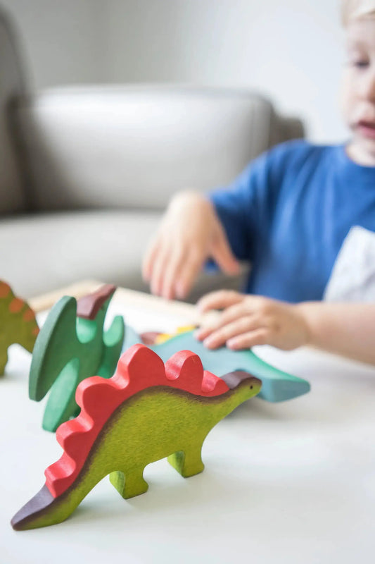  Wooden Dinosaur Set Handcrafted With Biofa Paint -  ToylandEU™