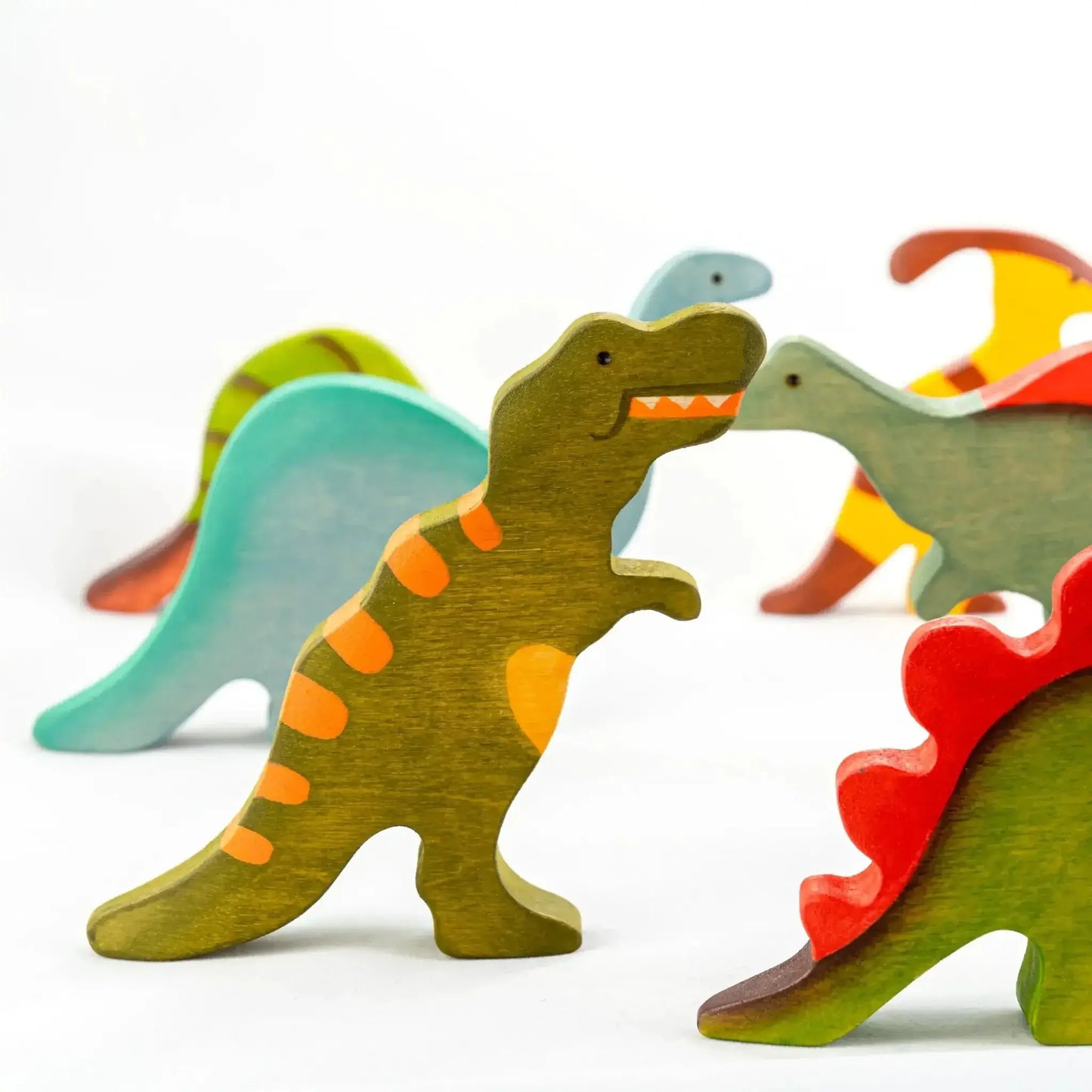 Wooden Dinosaur Set Handcrafted With Biofa Natural Paint - ToylandEU