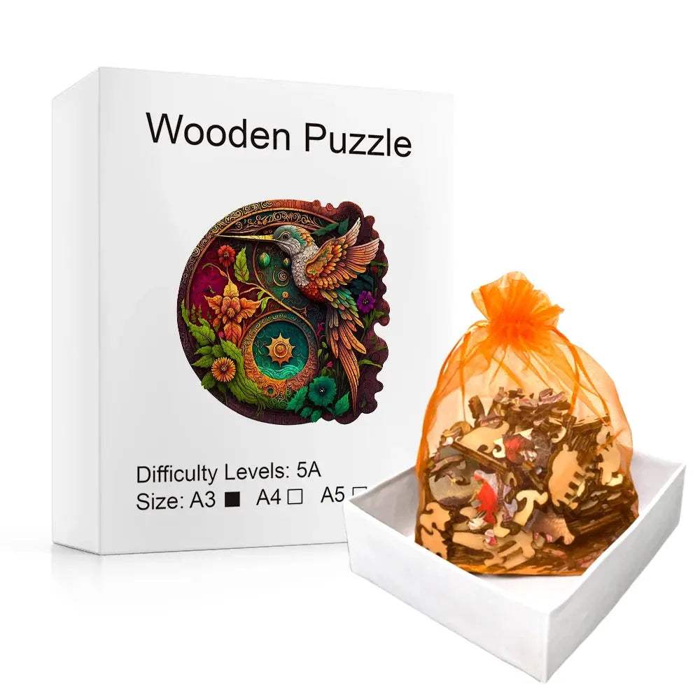  Wooden Disc Jigsaw Puzzle Hummingbird Shape Stress Relief -  ToylandEU™