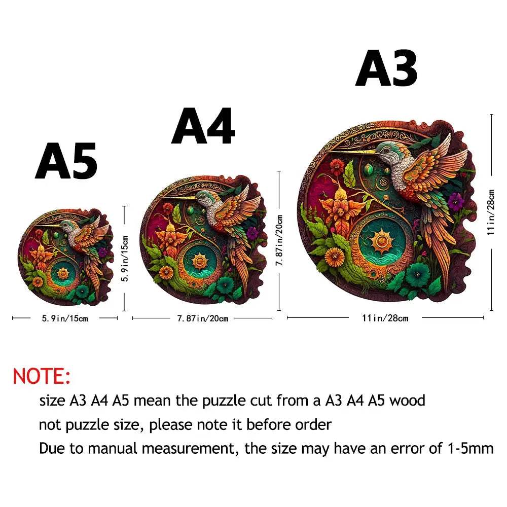  Wooden Disc Jigsaw Puzzle Hummingbird Shape Stress Relief -  ToylandEU™