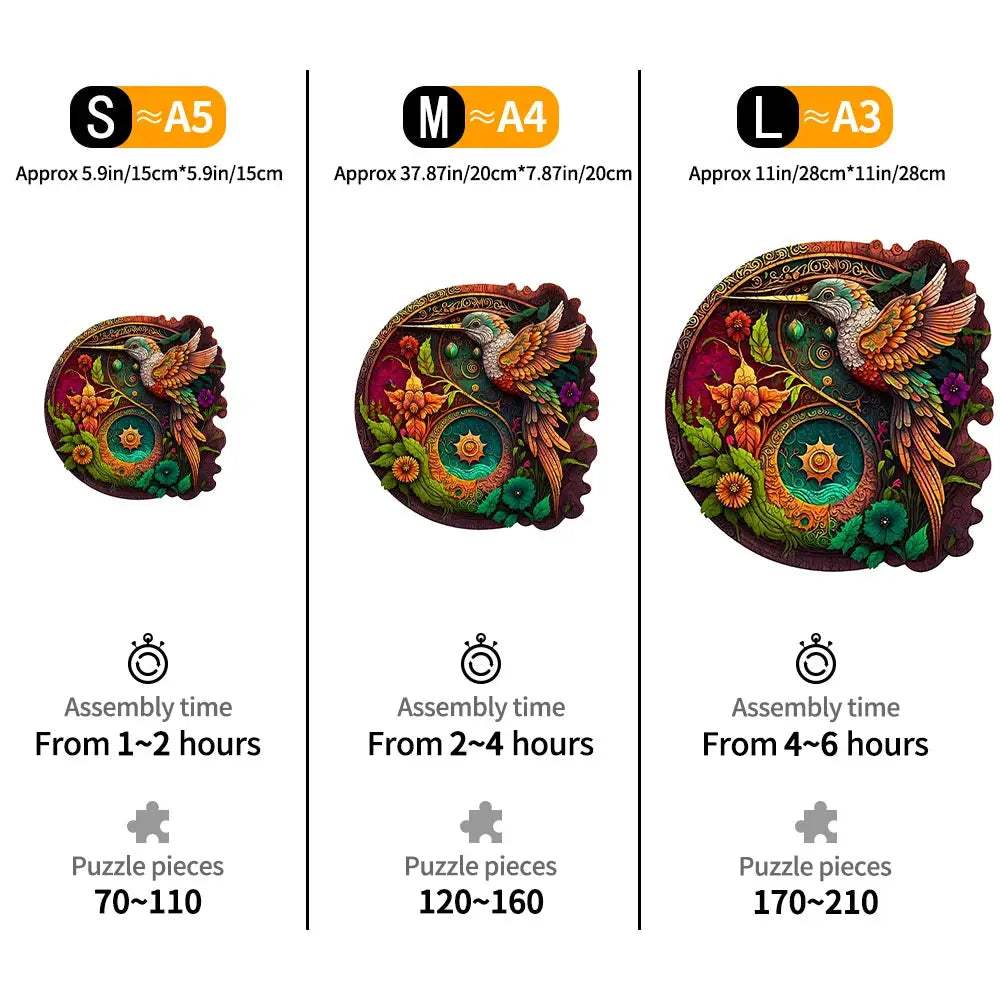  Wooden Disc Jigsaw Puzzle Hummingbird Shape Stress Relief -  ToylandEU™