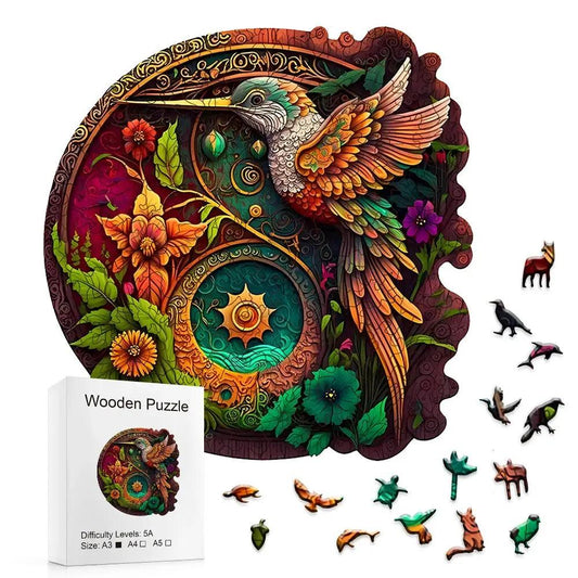  Wooden Disc Jigsaw Puzzle Hummingbird Shape Stress Relief -  ToylandEU™