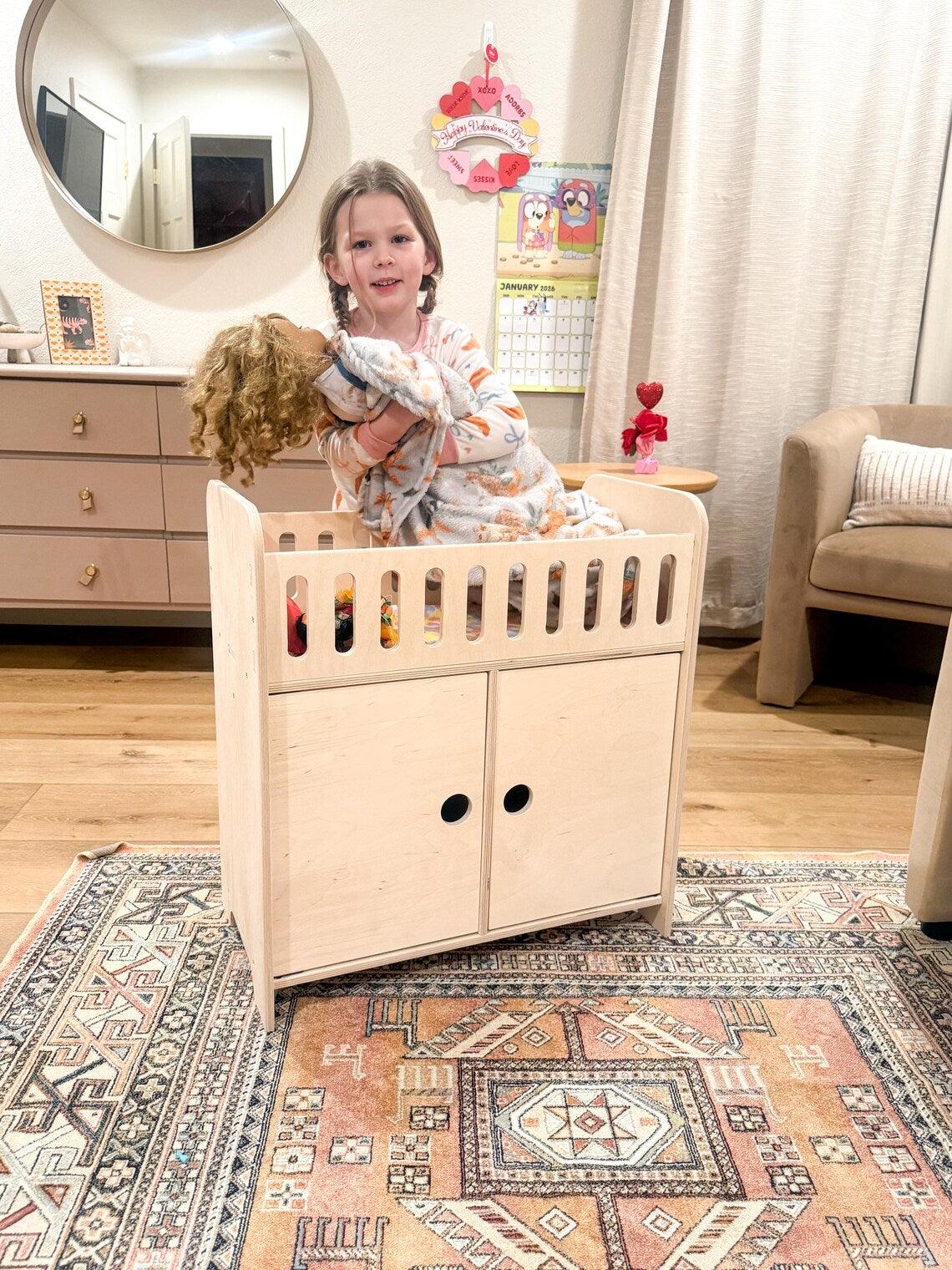 Wooden Doll Crib | With Storage |Toylandeu™