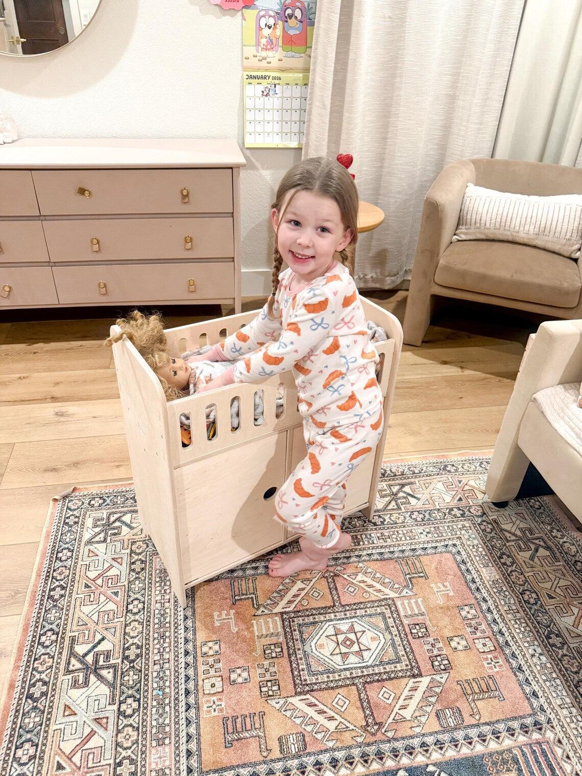 Wooden Doll Crib | With Storage |Toylandeu™