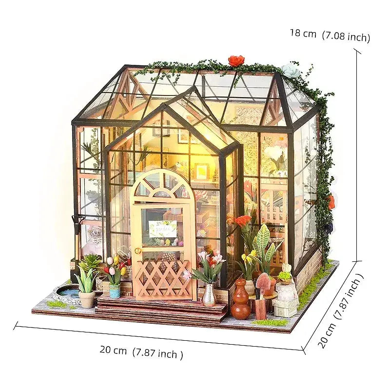 Wooden Doll House 3D Puzzle Kit With Lighting And Furniture - ToylandEU
